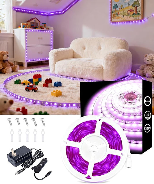 Aalnfe Purple Led Lights Strip Indoor Rope Lights Easy DIY Cuttable Strip Lights by Aalnfe