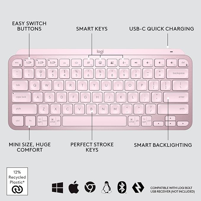 Logitech MX Keys Mini Minimalist Wireless Illuminated Keyboard, Compatible - Image 6