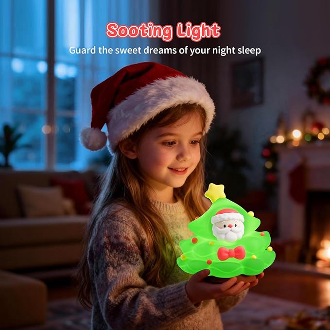 ICARER FAMILY Christmas Tree Night Light, Touch Control LED Lamp, Silicone Green - Image 3