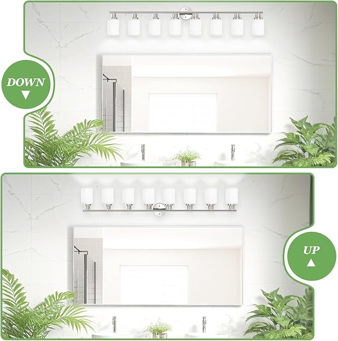 Guliaofo 8-Light Vanity Lights, Brushed Nickel Bathroom Light Fixture - Image 3