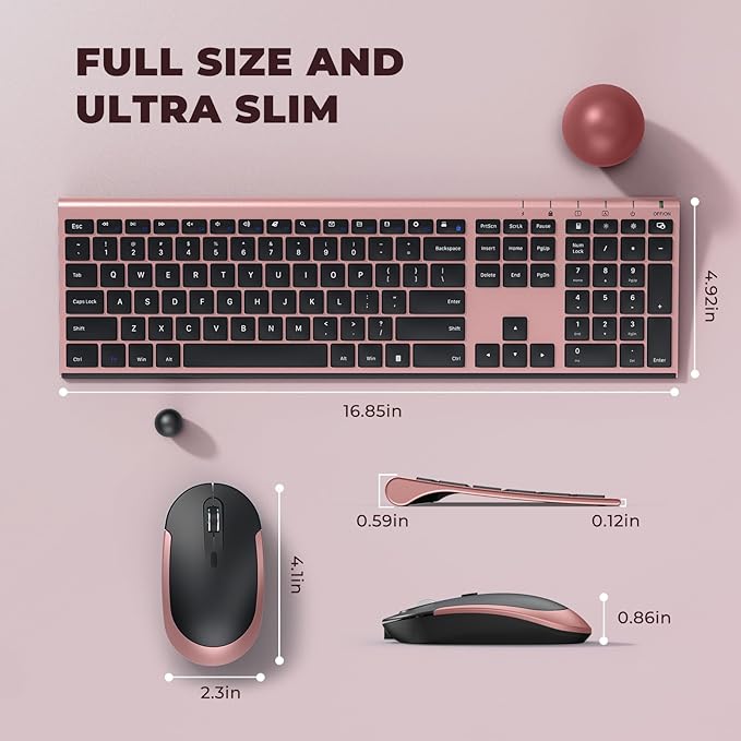 Wireless Keyboard and Mouse, Vssoplor 2.4GHz Rechargeable Compact Quiet - Image 6