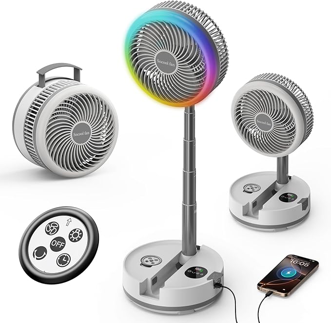 Socool 40000mAh Portable Fan Foldable Battery Rechargeable by Socoolfancoolinhand