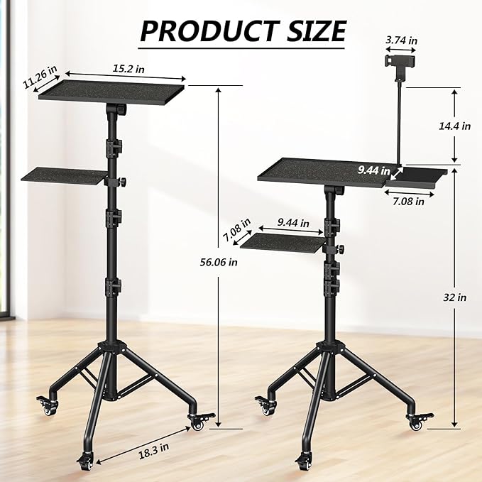 Facilife Projector Stand Tripod on Wheels, Adjustable Height 31-56 Inches - Image 6