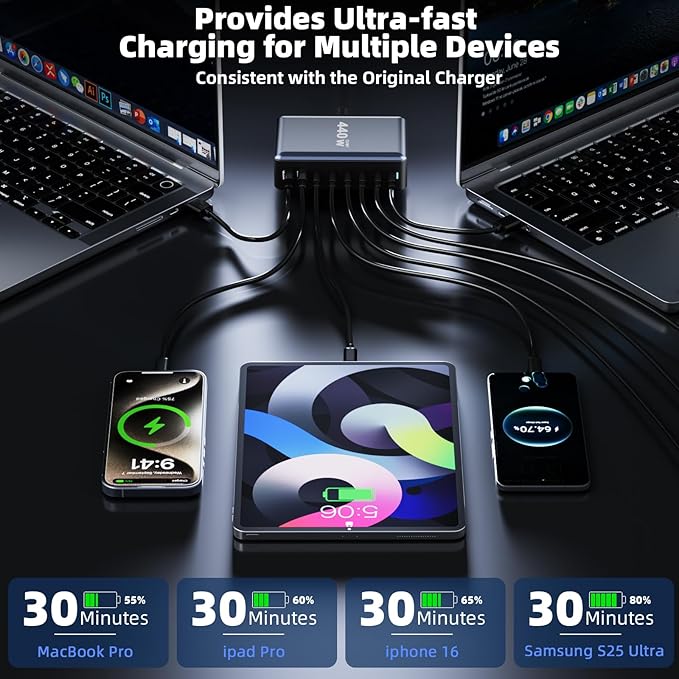 440W Fast Charging 8 Port USB C Charger Block, USB-C Charger Adapter - Image 7