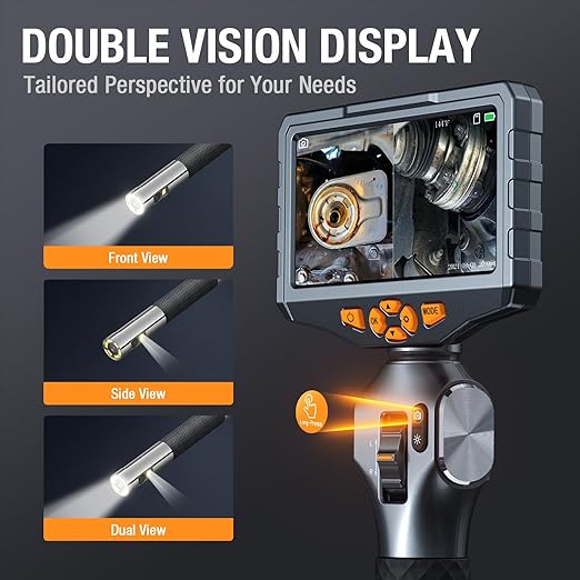 Articulating Borescope with Dual Lens Endoscope, Teslong 5-inch IPS Automotive - Image 3