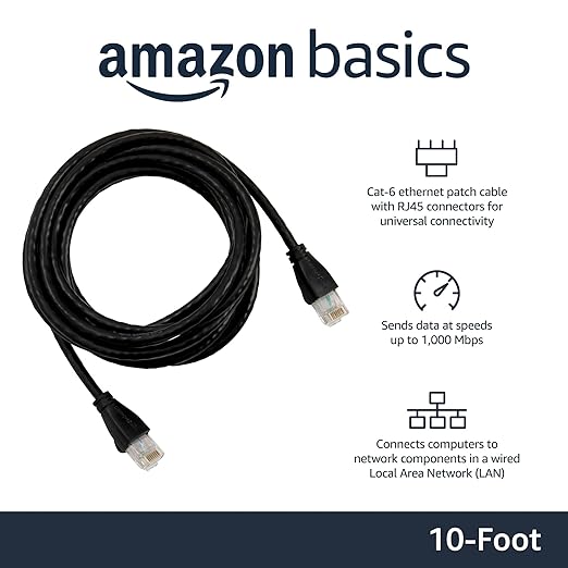 Amazon Basics RJ45 Cat 6 Ethernet Patch Cable, 1Gpbs Transfer Speed, 10 Foot - Image 2