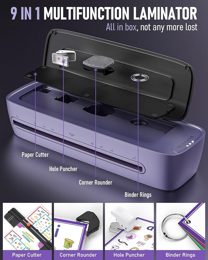 Laminator Machine 13 Inch Wide Thermal Lamination 9 in 1 Cold Hot A3 Laminating - Image 3