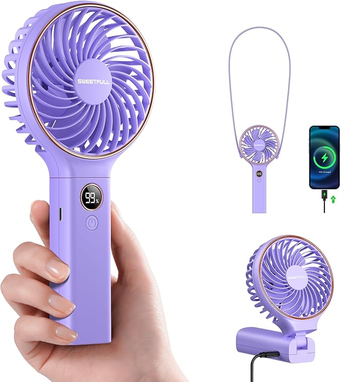 SWEETFULL Handheld Fan, Portable Fan, 5000mAh Rechargeable Battery, 6 Speed Wind by SweetFull%C2%AE
