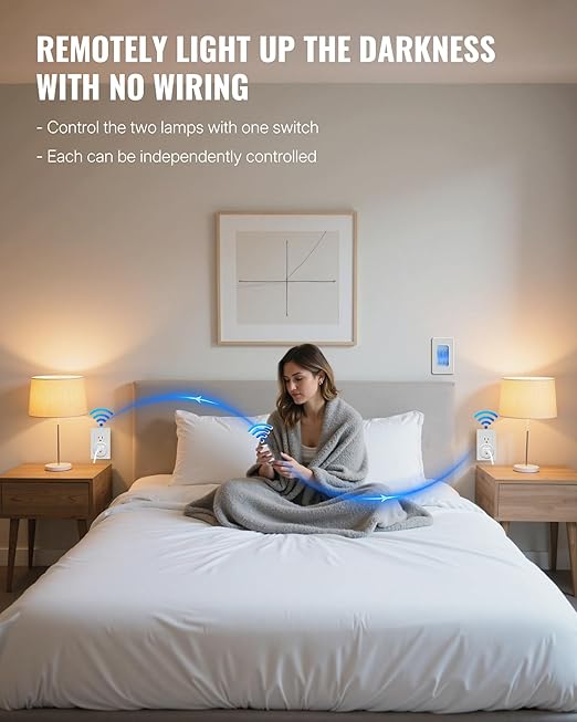 Remote Control Outlet, WILAWELS Wireless Light Switch, Expandable Remote Outlet - Image 3