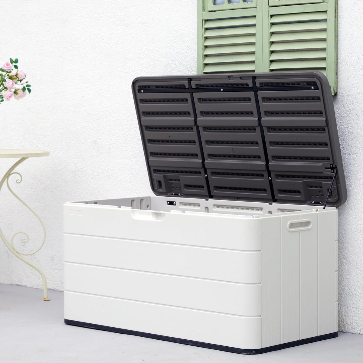 mrosaa 110 gallon deck box waterproof,double-wall resin outdoor, main product view