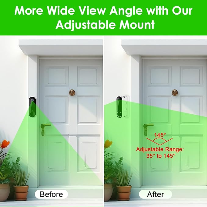 Angled Doorbell Wedge Mount for Arlo Video Doorbell 2K/HD -2nd Gen, No-Drill - Image 3