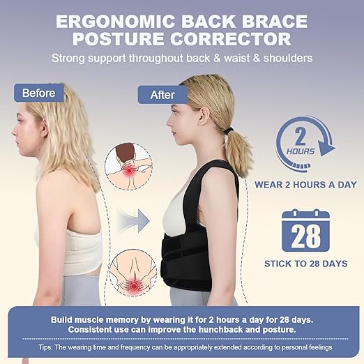 Posture Corrector for Women and Men Upgraded Back Brace, Adjustable Full Back - Image 2