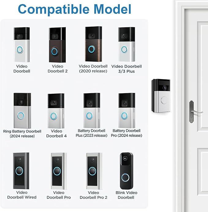 RIOVO Adjustable 30 to 55 Degree Doorbell Angle Mount Compatible - Image 2