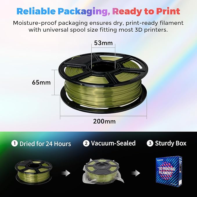 Flashforge 3D Printer Filament Silk PLA 1.75mm 1kg Spool-Dimensional Accuracy - Image 7
