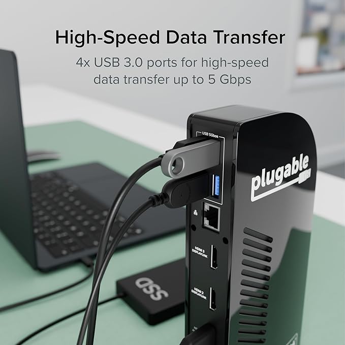 Plugable USB-C Triple Monitor Docking Station: 13-in-1 Laptop Dock - Image 5