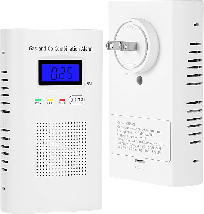 Combination Natural Gas Detector & Carbon Monoxide Detector, Plug in Carbon by Awatin
