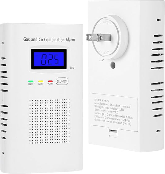 Combination Natural Gas Detector & Carbon Monoxide Detector, Plug in Carbon by Awatin