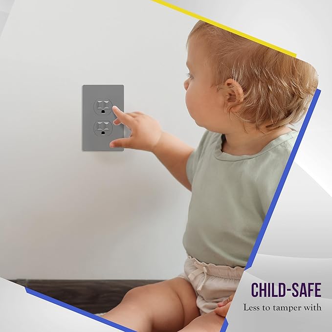 ENERLITES Screwless Duplex Wall Plate, Child Safe Receptacle Outlet Cover - Image 6
