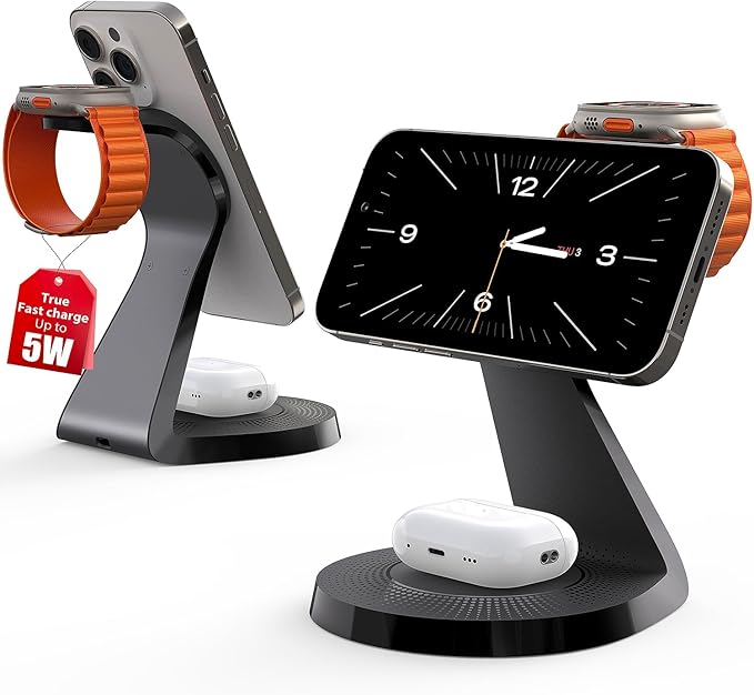 3 in 1 Charging Station for Apple Devices, Mag-Safe Charger Stand Fast Charging by LONGCONN