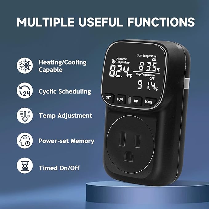 COMYAN Temperature Controlled Outlet, 15A/1800W Digital Thermostat Outlet - Image 5