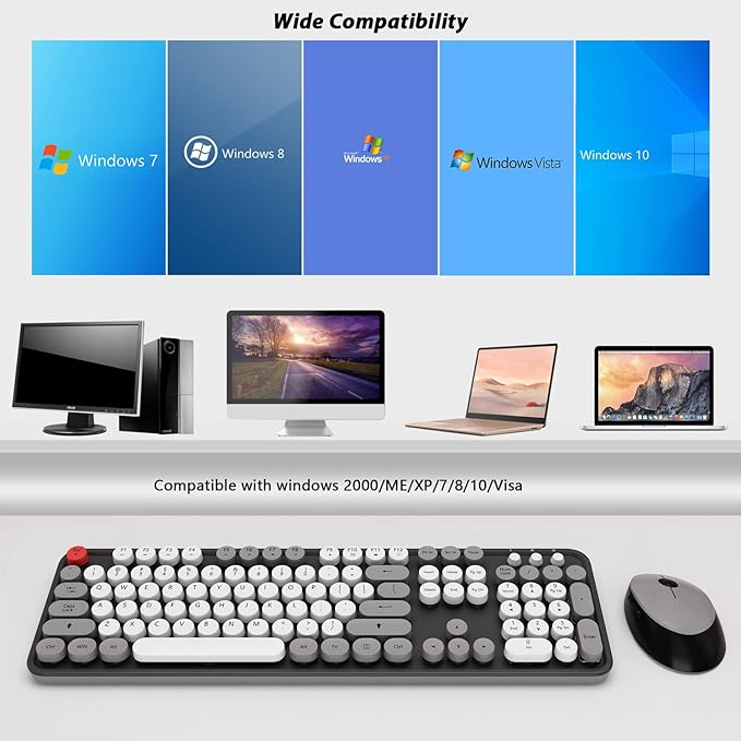 Wireless Keyboard and Mouse, KOOTOP Cute Keyboard and Mouse, 2.4G Wireless - Image 7