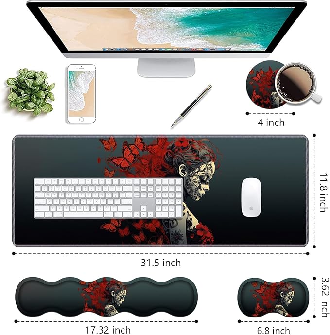 Ergonomic Keyboard Wrist Rest & Mouse Pad Wrist Rest Set, Large Gaming Desk Mat - Image 2