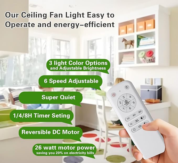 Gaizw 42 inch Ceiling Fan with Light and Remote Control, 3 Blades Ceiling Fans - Image 3