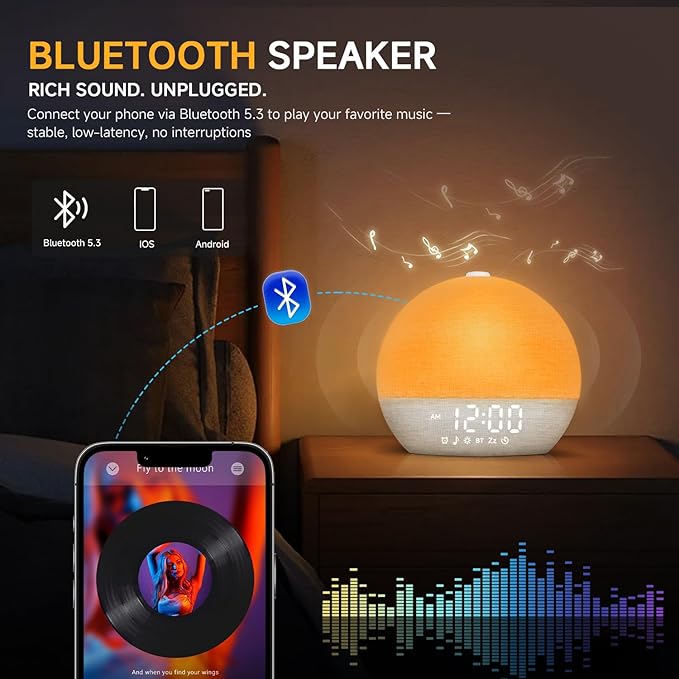 Geuuap Sunrise Alarm Clock White Noise Sound Machine - Image 5