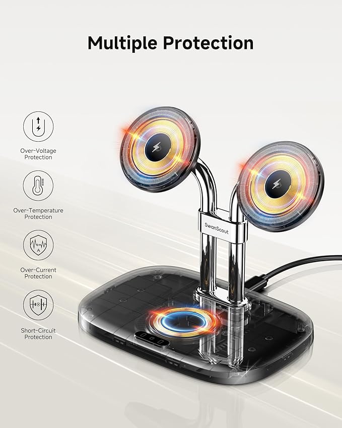 SwanScout Wireless Charger for iPhone Air/17, SwanScout 706M, Dual Magnetic - Image 8