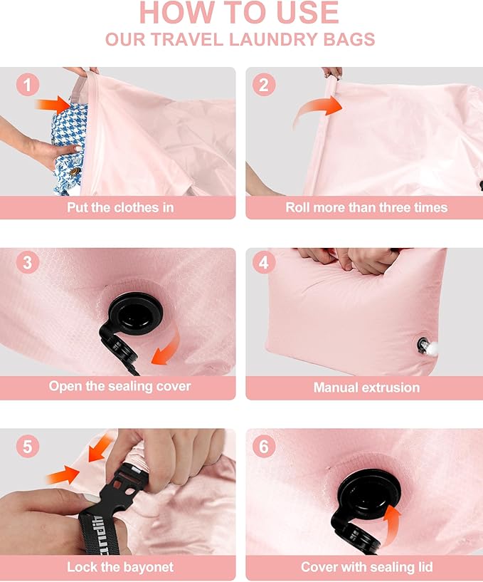 Travel Laundry Bag, Pump Free Vacuum Storage Bag Reusable Compression Dirty - Image 4