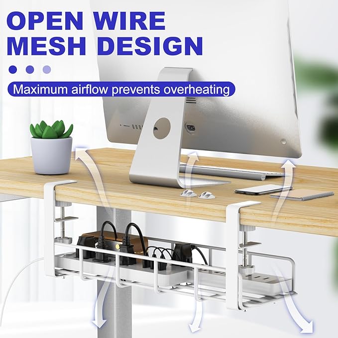 Under Desk Cable Management Tray, 31.5'' No Drill Steel Cable Tray Organizers - Image 7