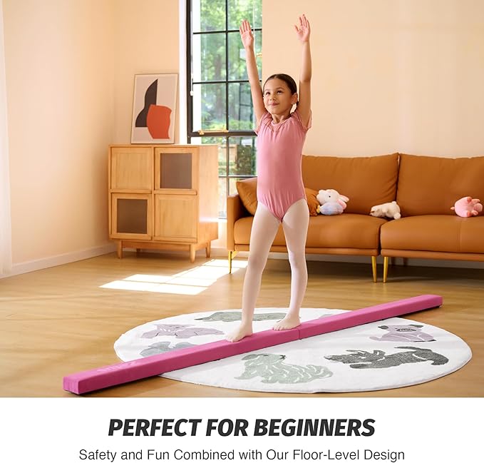 ZELUS 8' Folding Gymnastics Balance Beam, Floor Balance Beam w/Carry Handles - Image 6