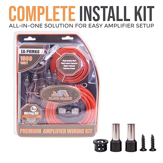 Elite Audio Premium 8 Gauge CCA Amplifier Installation Wiring Amp Kit, 1000 - Image 2