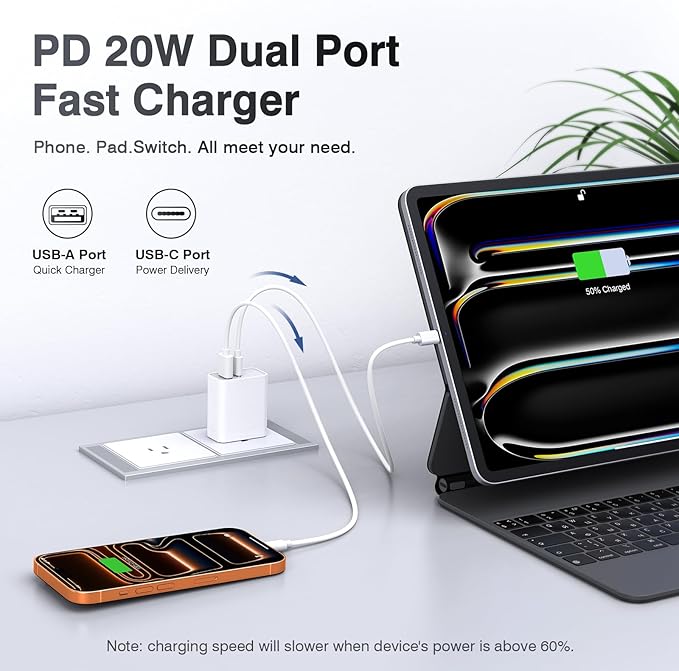 USB C Wall Charger Block 20W, iPad Pro, AirPods Pro, Samsung Galaxy - Image 4