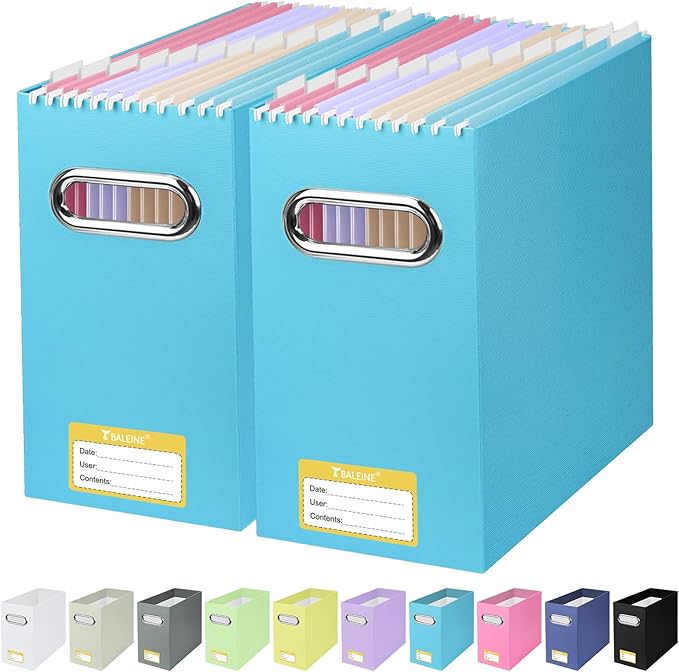 BALEINE File Organizer Box, Cardboard File Folder Organizer by BALEINE