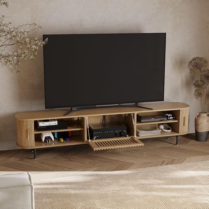 POVISON Fully-Assembled Mid Century Modern TV Stand - Image 2