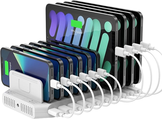 iPad Charging Station, Unitek 96W 10-Port USB Charging Dock Hub by Unitek