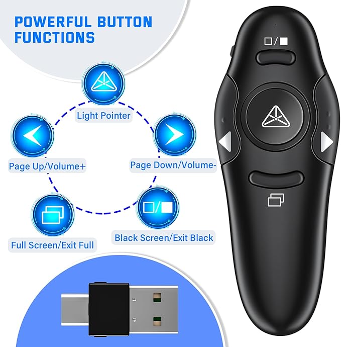 2-in-1 USB Type C Presentation Clicker Wireless Presenter Remote - Image 3