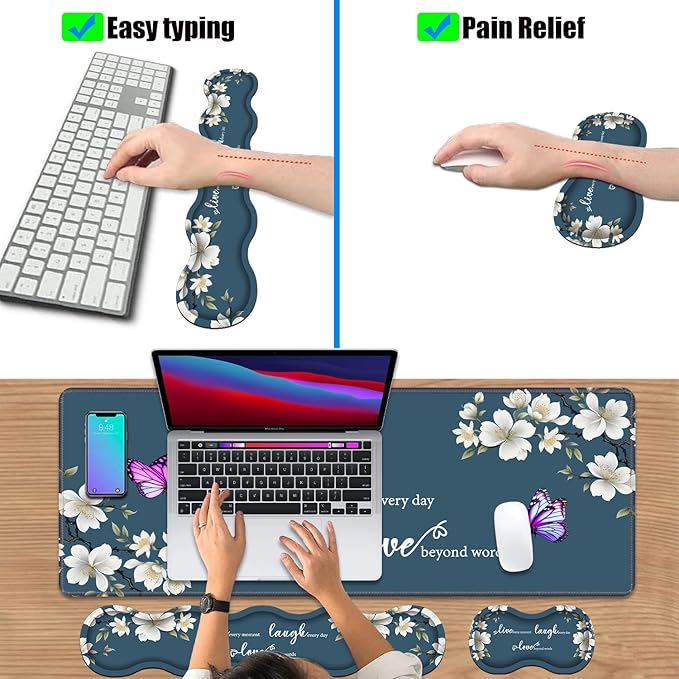 4 in 1 Ergonomic Keyboard Wrist Rest & Mouse Pad Wrist Rest Set, Large XXL - Image 6