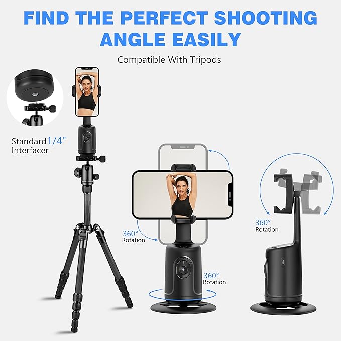 Auto Face Tracking Tripod, 360° Rotation Body Phone Camera Mount Smart Shooting - Image 10