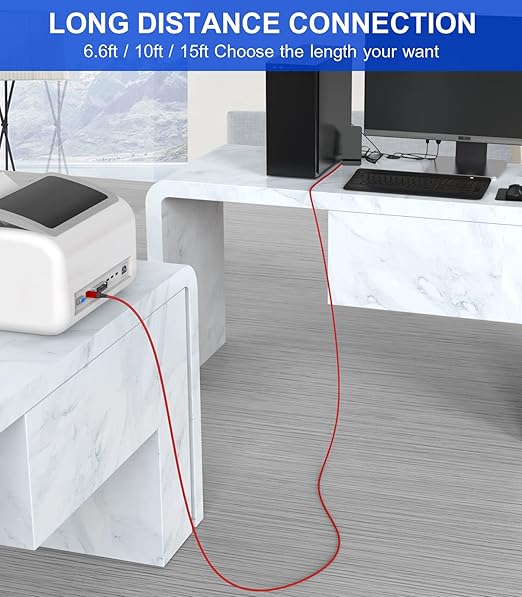 sweguard Printer Cable 10ft, USB 2.0 USB-A to USB-B Cord, High Speed Nylon - Image 5