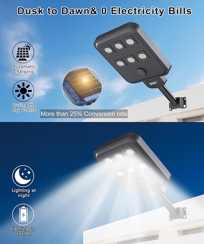 JAYNLT X-8000W Solar Street Lights Outdoor, Ultra-Large 6500K Commercial - Image 2