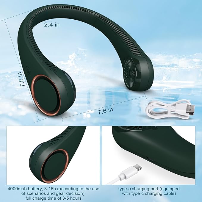 CIVPOWER Neck Fan: Portable Personal Neck Cooling Rechargeable Bladeless Fan - Image 4