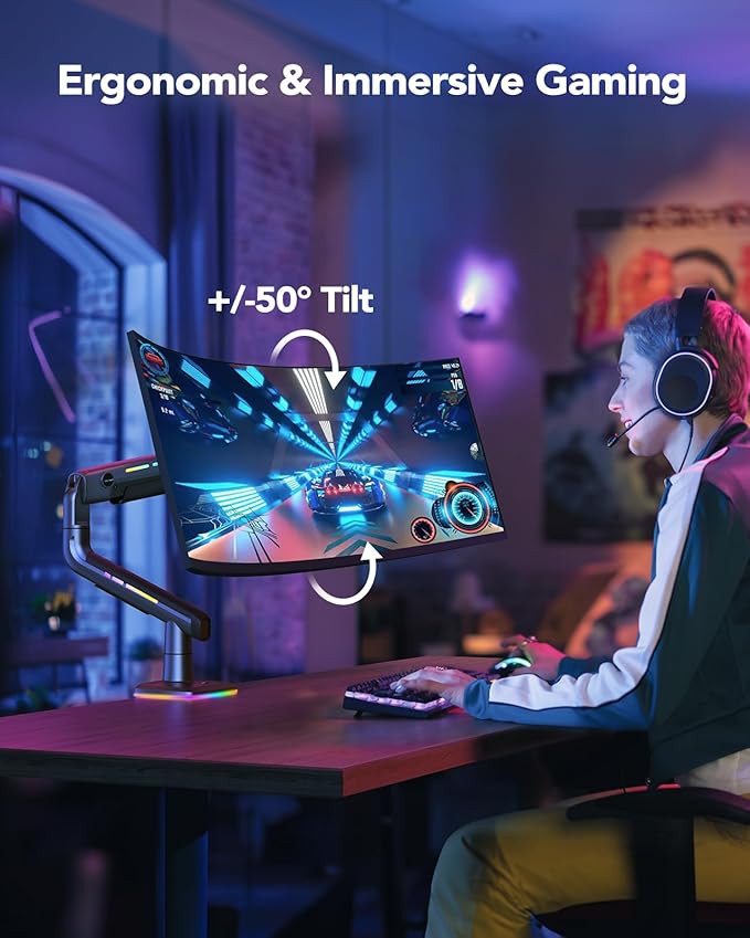HUANUO TitanLift Monitor Arm for Ultrawide Screens up to 49″, Heavy-Duty Single - Image 7