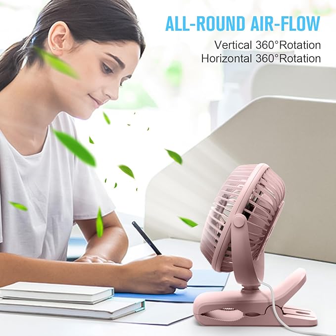 BESKAR Small Clip on Fan, 3 Speeds USB Fans - Image 7