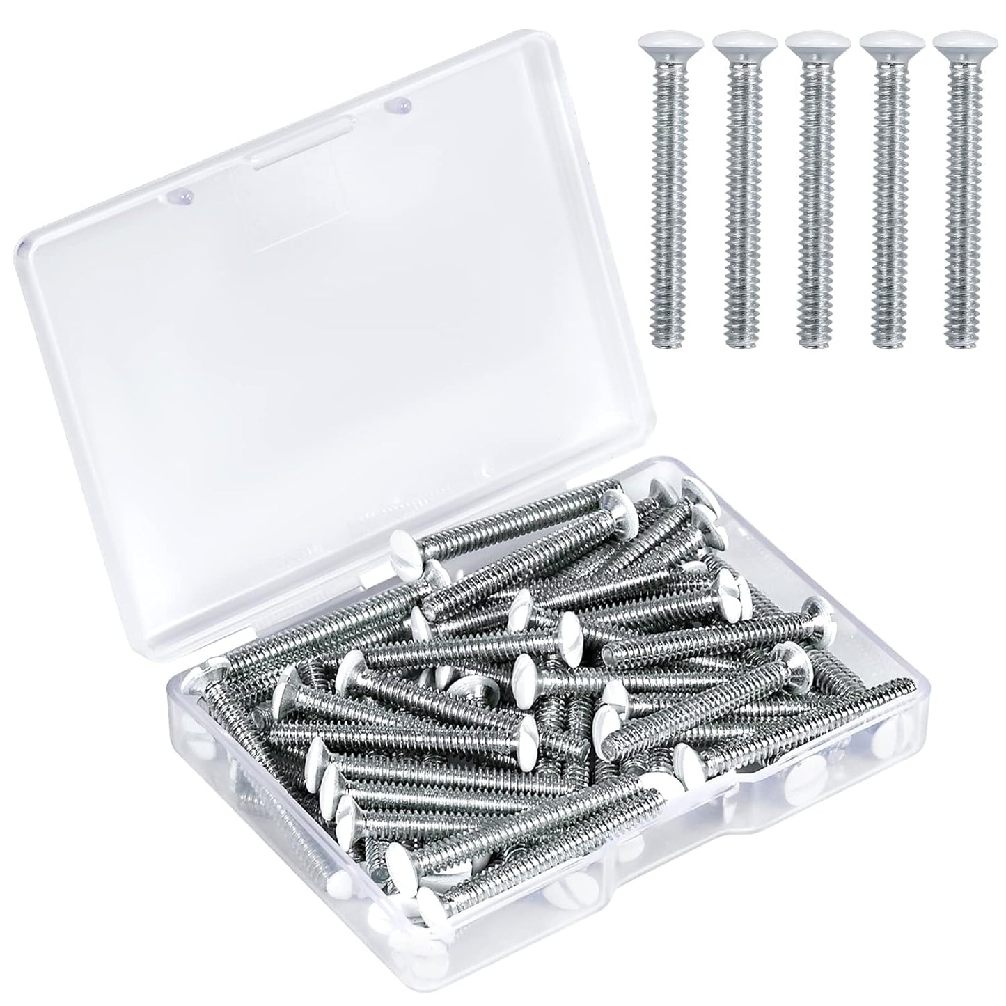 AIEX Long 6-32 Thread White Wall Plate Screws Outlet Cover Screws Switch Cover Screws Replacement (35Pcs, 1.2Inch, White)