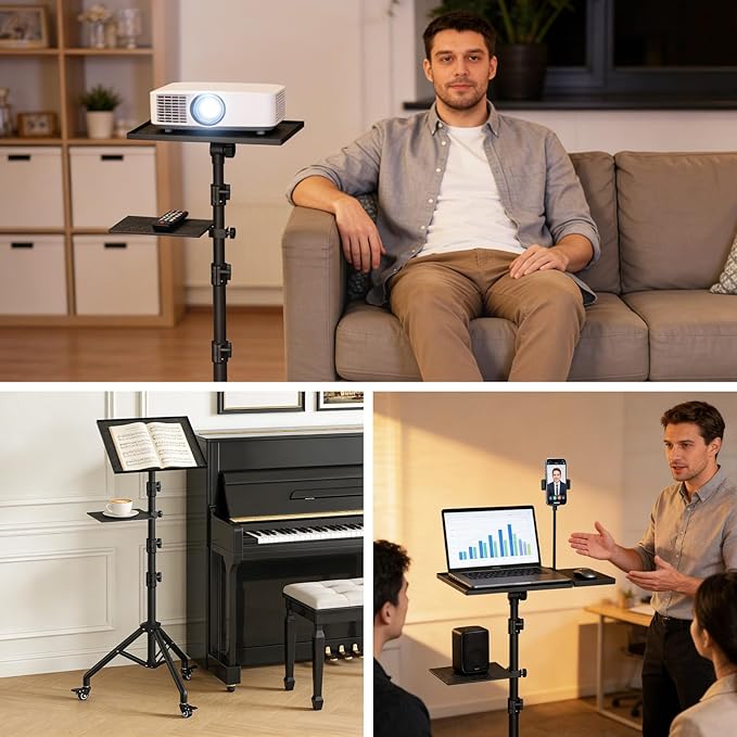 Facilife Projector Stand Tripod on Wheels, Adjustable Height 31-56 Inches - Image 2