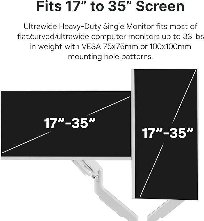 Pixio PS2D White Ultrawide Heavy-Duty Premium Dual Monitor Arm Stand Desk Mount - Image 2