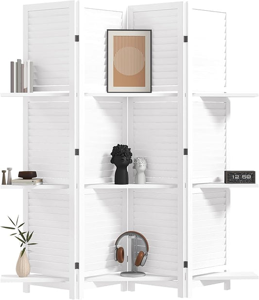 HOMCOM Room Divider, 4 Panel 67" Tall Wood Privacy Screen by HOMCOM