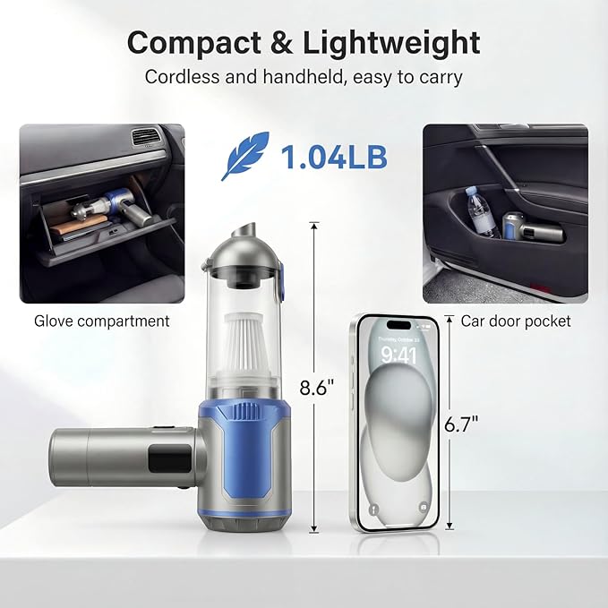 makecatch Handheld Car Vacuum Cleaner, 20000Pa High-Power Cordless Vacuum - Image 7